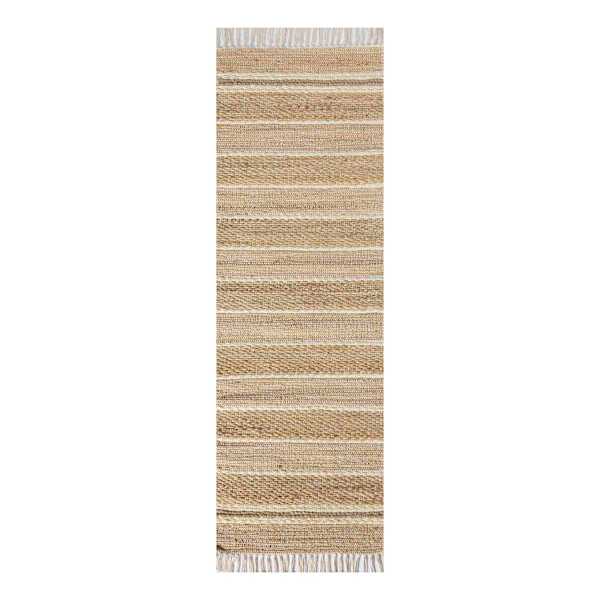 Tao Ivory Jute with Fringe Runner, 2x6