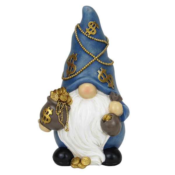 Wealthy Gnome Outdoor Garden Statue, 10"