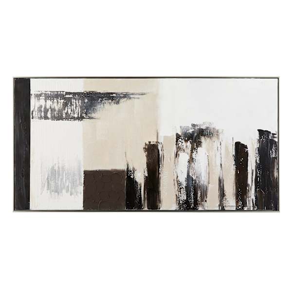 Crosby St. Abstract Oil Painting With Black & Silver Frame, 28x56