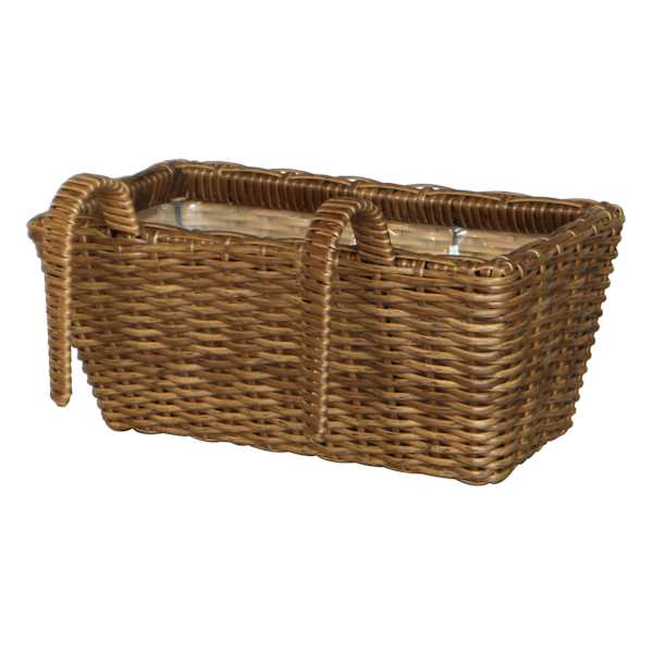 Polyrattan Outdoor Hanging Basket with Liner, Small