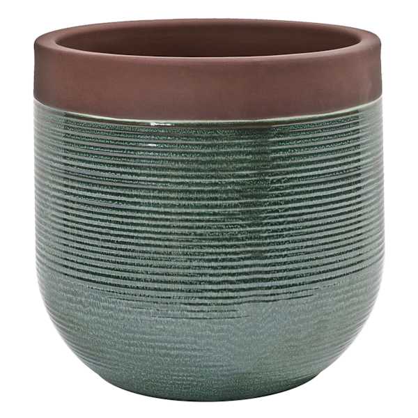 Honeybloom Green Calista Ceramic Outdoor Planter, Medium