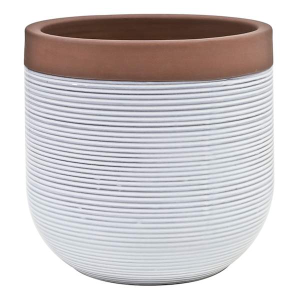 Honeybloom White Calista Ceramic Outdoor Planter, Large