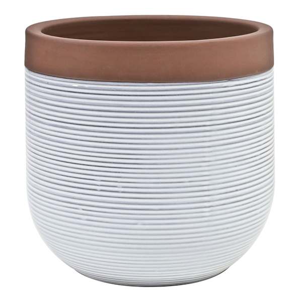 Honeybloom White Calista Ceramic Outdoor Planter, Small