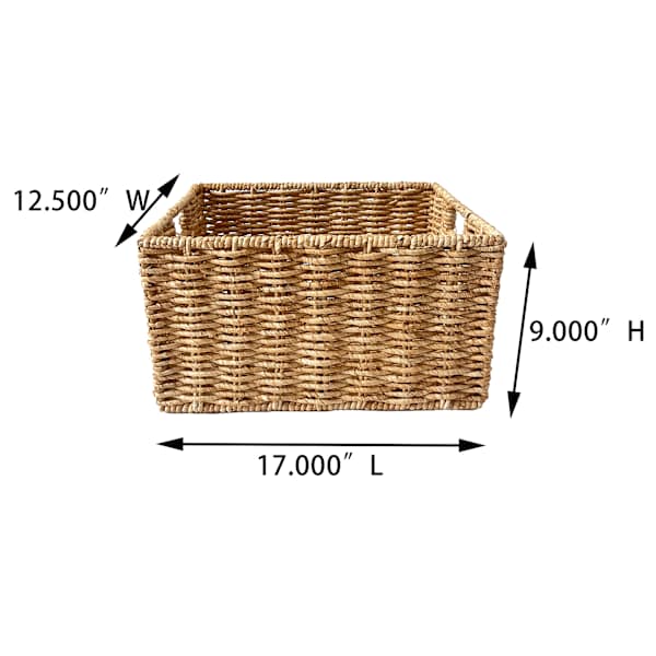 Vanilla Rectangle Wicker Storage Basket, Large