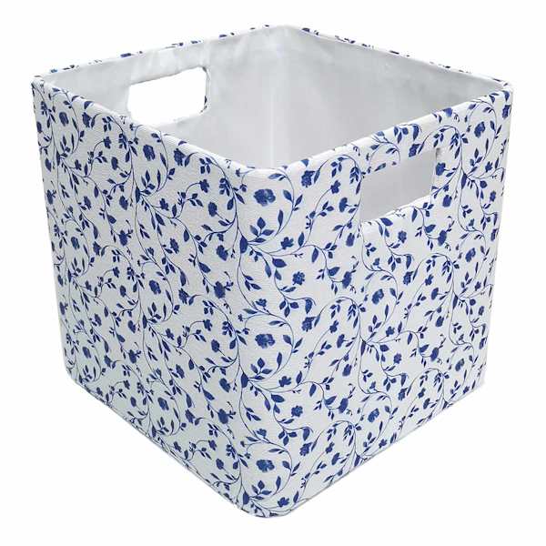 White & Light Floral Fabric Modular Cube, 10.5"