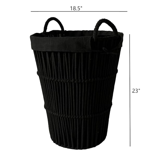Crosby St. Black Poly Rope Round Laundry Hamper