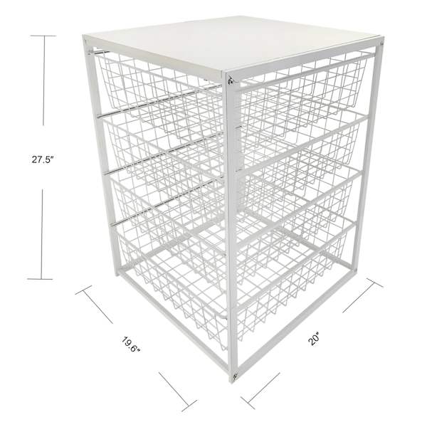 4-Drawer Metal Organizer, White