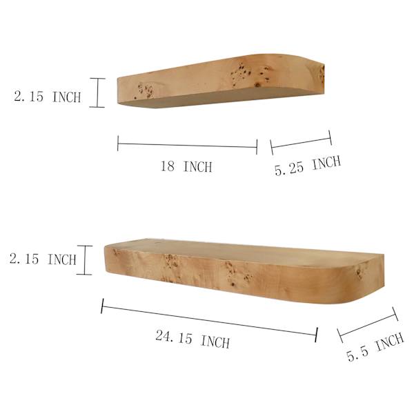 Crosby St. 2-Piece Burl Wood Wall Ledge Set