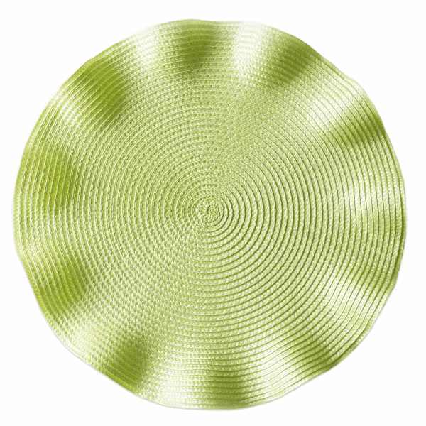 Lily Green Victorian Ruffled Round Placemat, 15"
