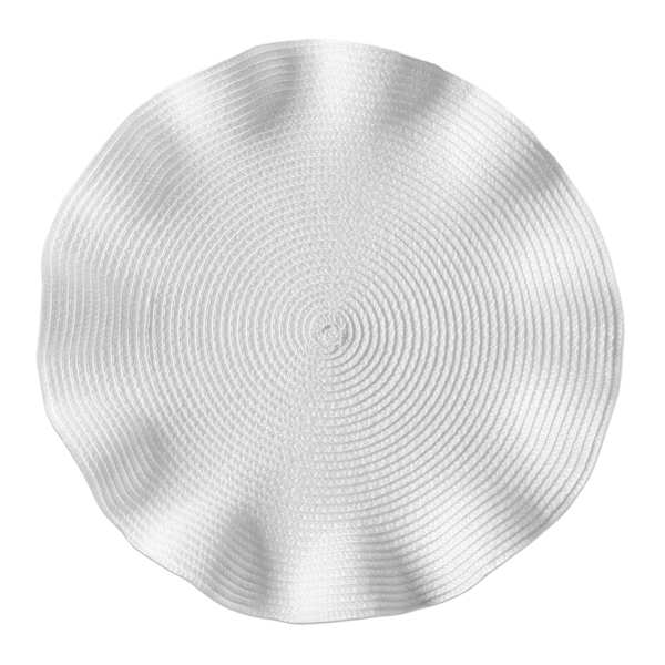 White Victorian Ruffled Round Placemat, 15"