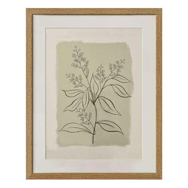 Glass Framed Leaves Print Wall Art, 16x20