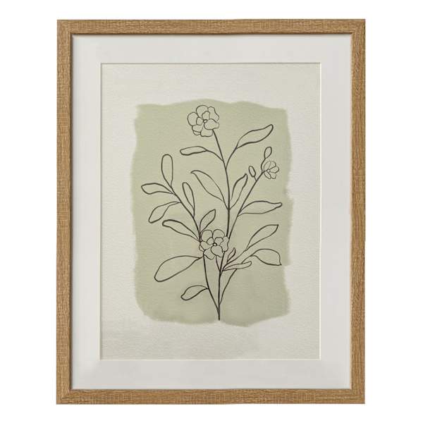 Glass Framed Leaves Print Wall Art, 16x20