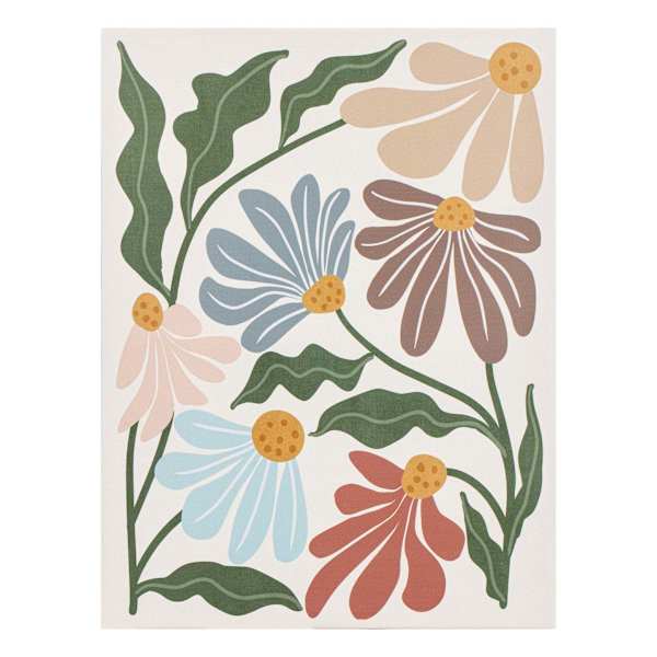 Boho Floral Canvas Wall Art, 12x16