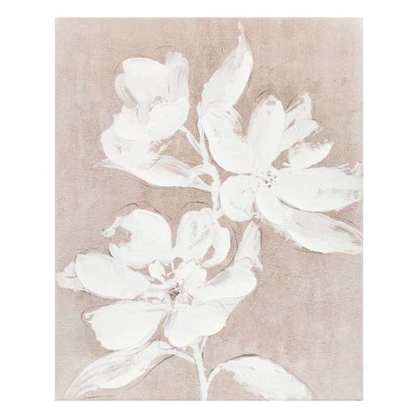 Hand Paint Neutral Floral Canvas Wall Art, 24x30