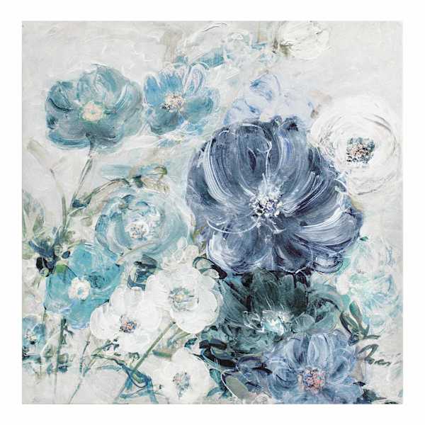 Soft Blue Floral Canvas Wall Art, 30"