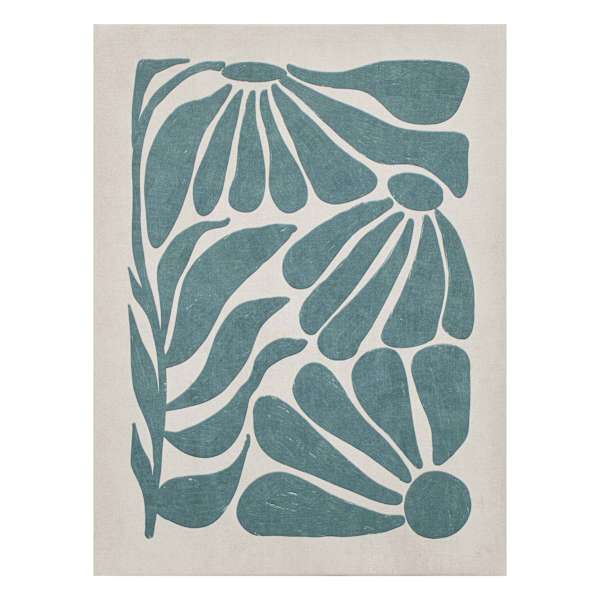 Aqua Boho Floral Canvas Wall Art, 12x16