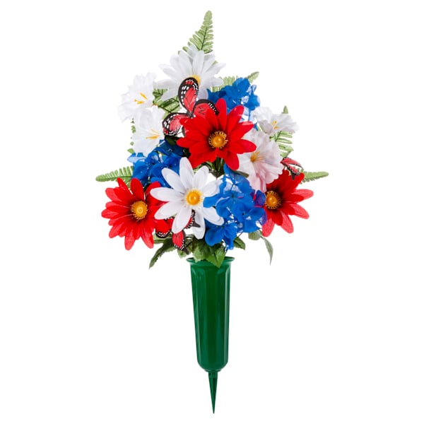 Patriotic Butterfly Floral Round Vase, 22"