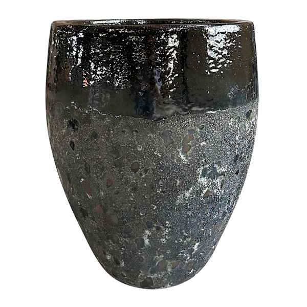 Black Lava Ceramic Outdoor Planter, Extra Large