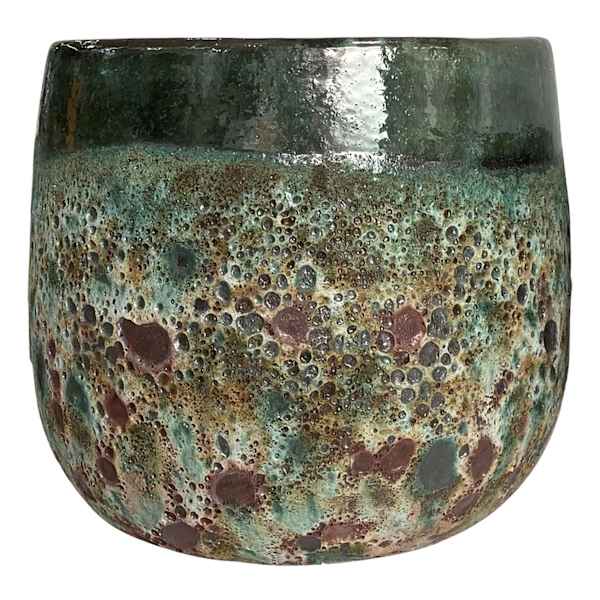Green Lava Ceramic Outdoor Planter, Medium