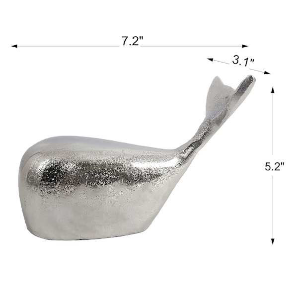 Silver Whale Figurine, 7.5"