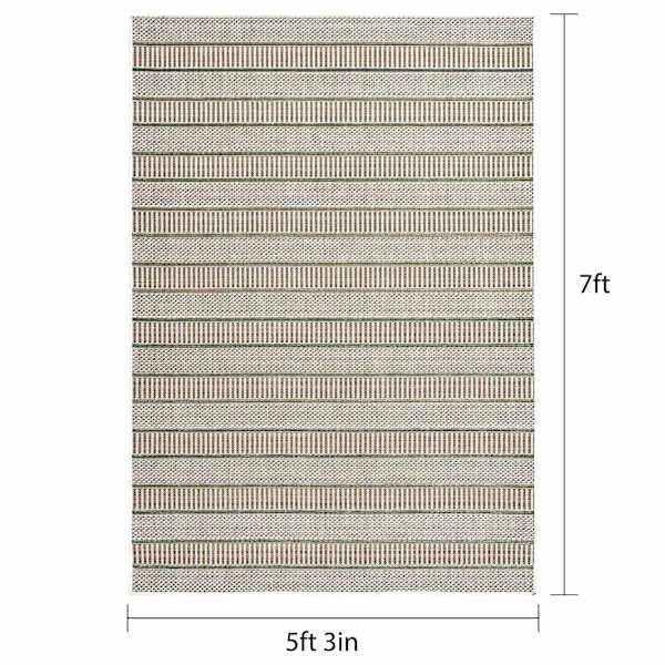 (E539) Honeybloom Colourscape Heritage Striped Area Rug, 5x7