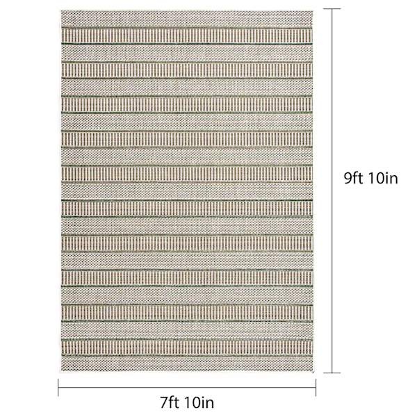 (E539) Colourscape Heritage Stripe Outdoor Area Rug, 8x10