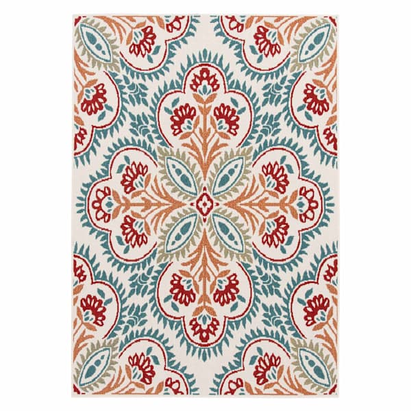 Solstice Annalise Blue & Red Outdoor Area Rug, 5x7