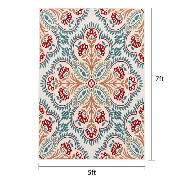 Solstice Annalise Blue & Red Outdoor Area Rug, 5x7