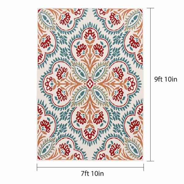 Solstice Annalise Blue & Red Outdoor Area Rug, 8x10