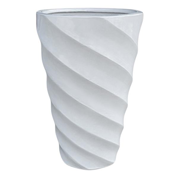 Twist White Outdoor Planter, Medium