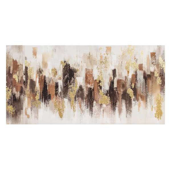 Warm Brown Embellished Abstract Canvas Wall Art, 48x24