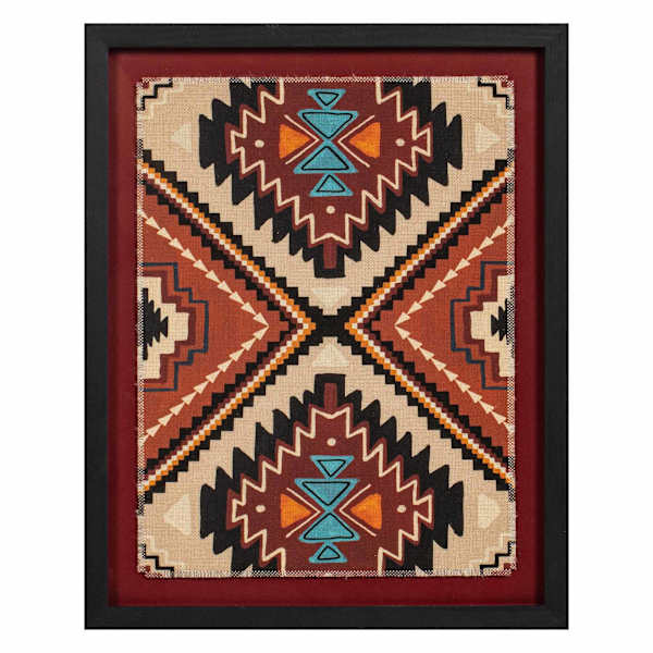Glass Framed Red Fabric Wall Art, 16x20