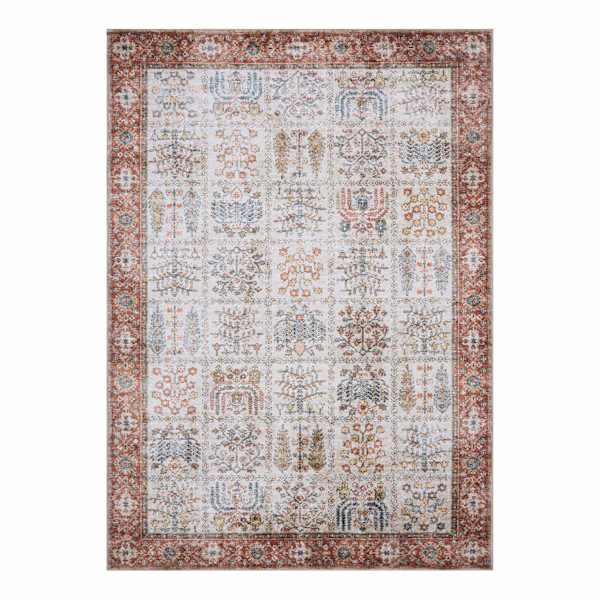 (D621) Freya Terracotta Medallion Area Rug, 5x7