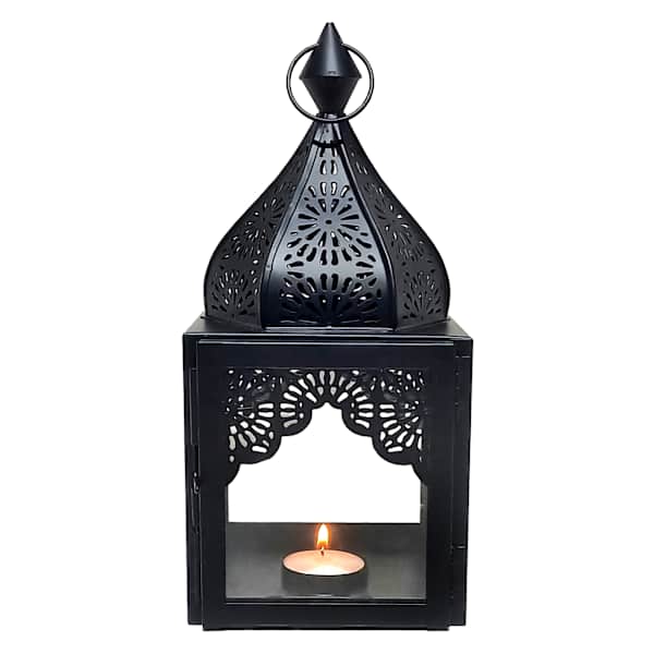 Black Metal Lantern, 9.5"