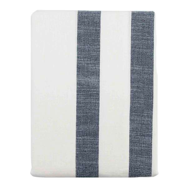 White with Navy Blue Windowpane Tablecloth, 60x84