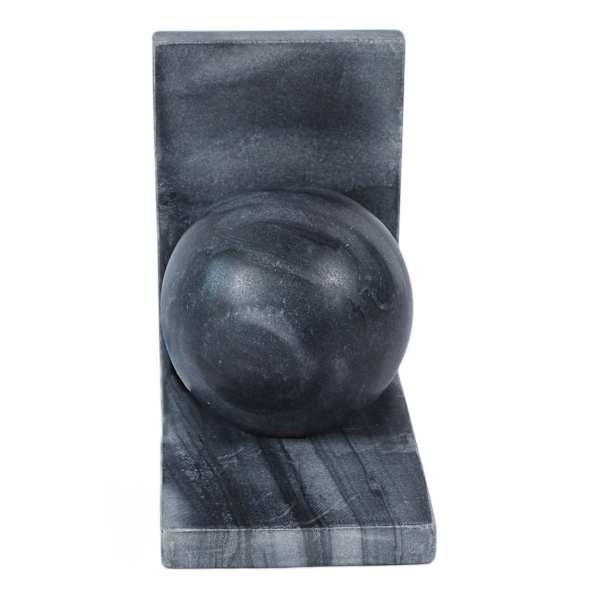 Black Marble Ball L-Shape Bookend