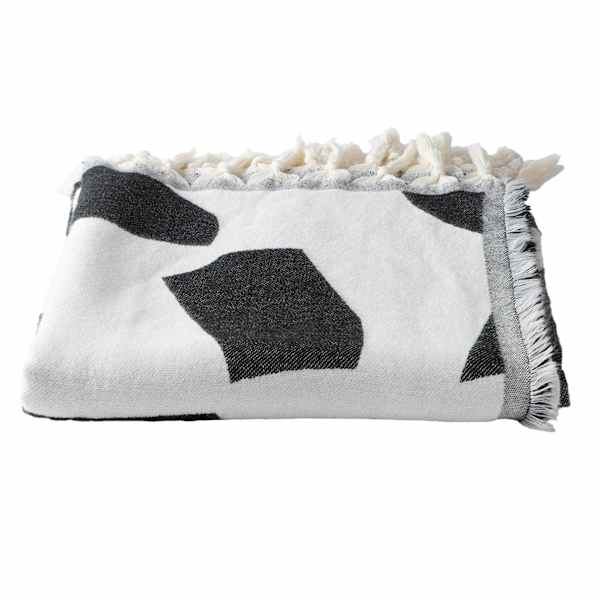 Crosby St. Black & White Modern Geo Woven Throw Blanket, 50x60