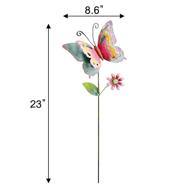 Sunny Club Colorful Butterfly Plant Yard Pick, 8.7"