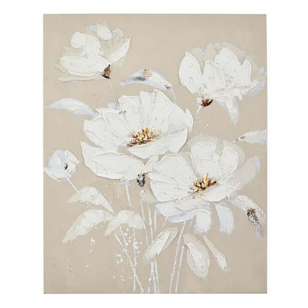 Hand Painted Flowers Canvas Wall Art, 39"