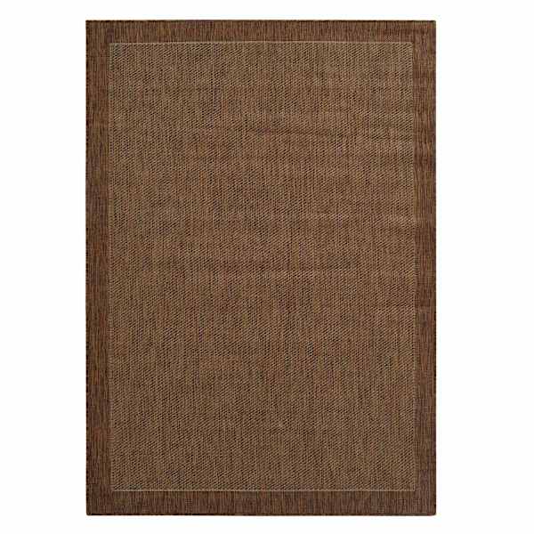 (E54) Light Brown Border Sisal Indoor & Outdoor Area Rug, 5x7