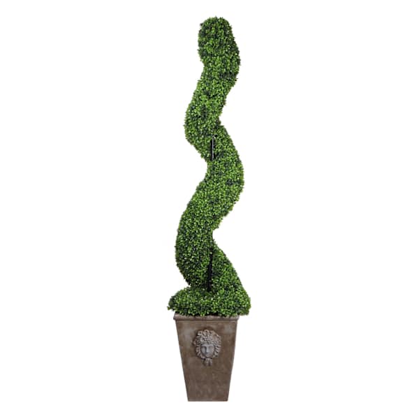 Providence Boxwood Spiral Topiary with Romanesque Planter, 67"