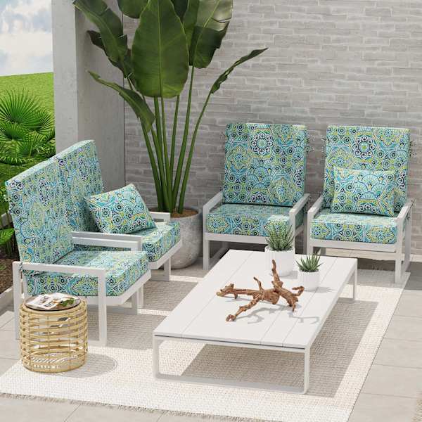 2 Piece Calista Teal Outdoor Deep Seat Cushion Set