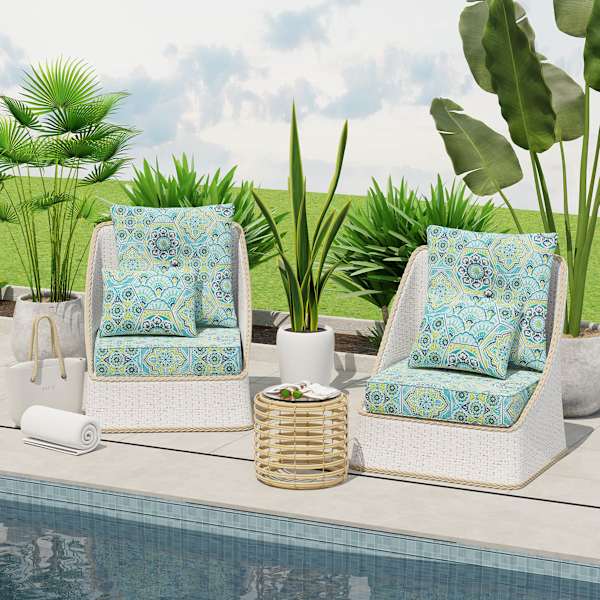 Calista Teal Single Outdoor Deep Seat Cushion