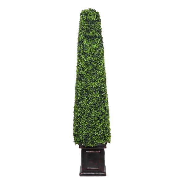 Pyramid Boxwood Topiary Tree, 48"