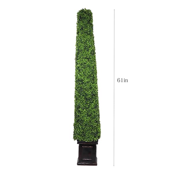 Pyramid Boxwood Topiary Tree, 61"