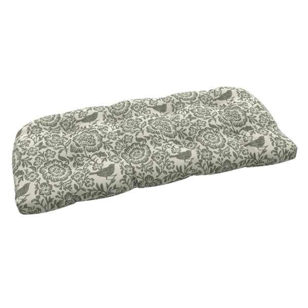 Honeybloom Endive Floral Outdoor Wicker Settee Cushion