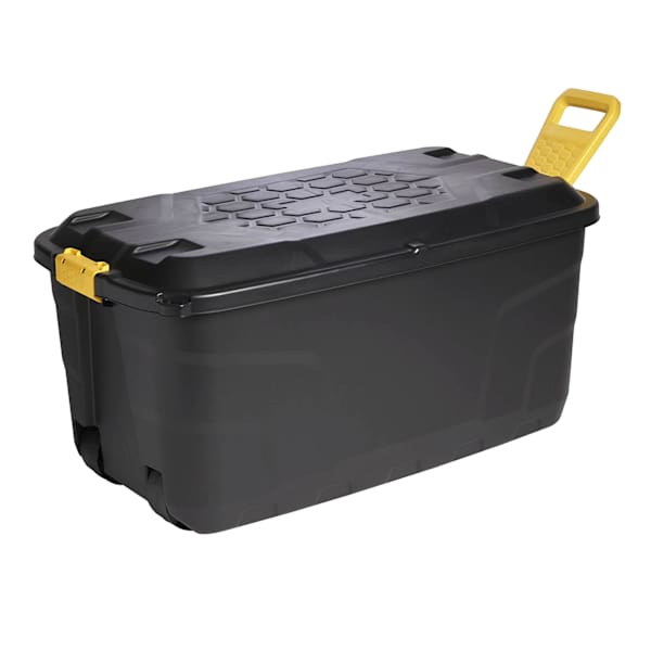 Heavy Duty Storage Trunk with Handle and Wheels, 110l