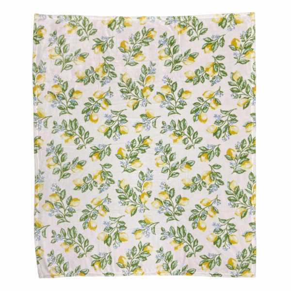 Providence Lemon Print Micro Plush Throw Blanket, 50x60