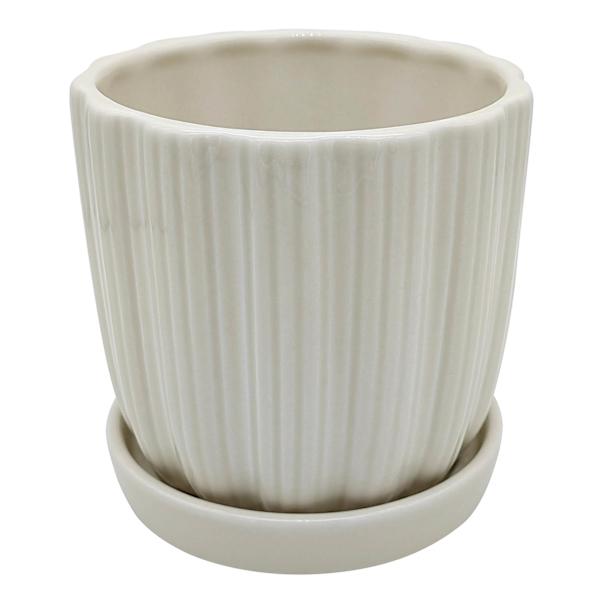 Honeybloom Indoor White Ceramic Planter, 5"