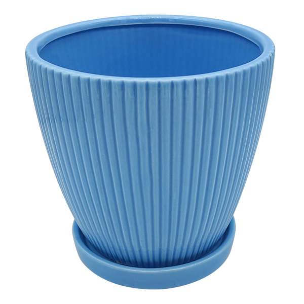 Sunny Club Indoor Blue Ribbed Planter, 6"